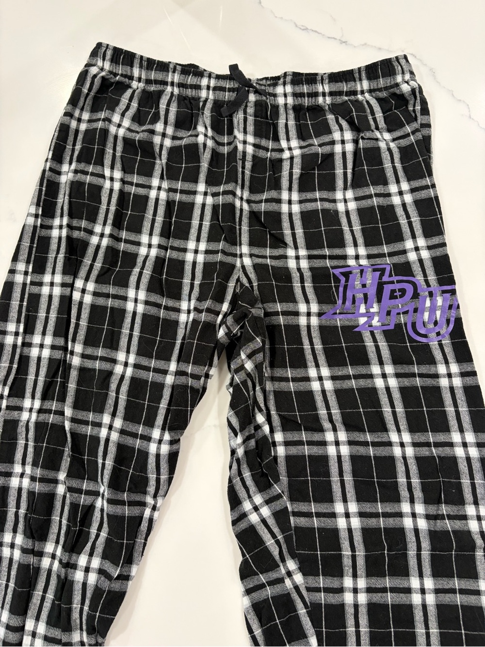 High Point University Black & White Plaid Pajama Pants with Purple HPU Accent